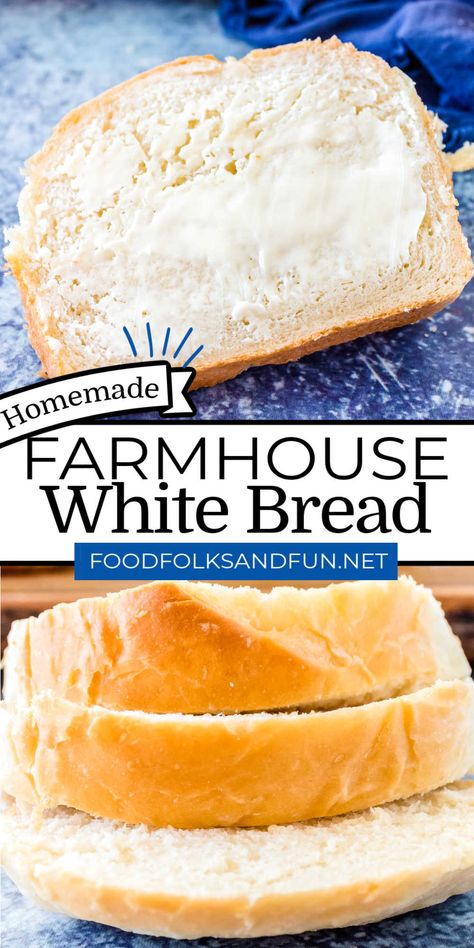 Fluffy White Bread Machine Recipe, Farmhouse Bread Recipe, Loaf Bread Recipe, Farmhouse Bread, Homemade White Bread, White Bread Recipe, Homemade Bread Recipes Easy, Homemade Bread Easy, Braided Bread