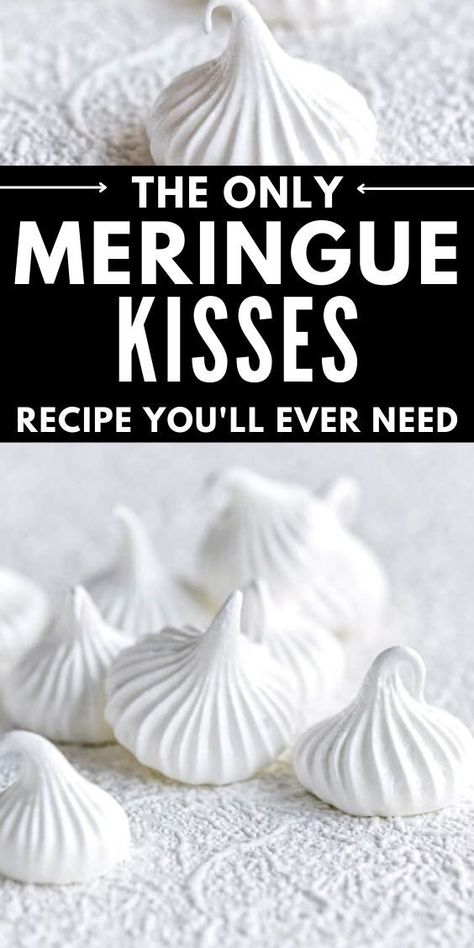 Meringue cookies (a.k.a meringue kisses) are easy to make and perfect for snacking, gifting, decorating cakes or making Eton mess! Follow my foolproof meringue recipe to make perfect meringue cookies. Flavored Meringue Recipe, Swiss Meringue Cookies Recipe, Perfect Meringue Cookies, Meringue Bites Recipe, Merguine Pops Recipe, Mini Meringues Kisses, Cake Meringue Decoration, Basaar Idees Sweets, Merguine Recipe