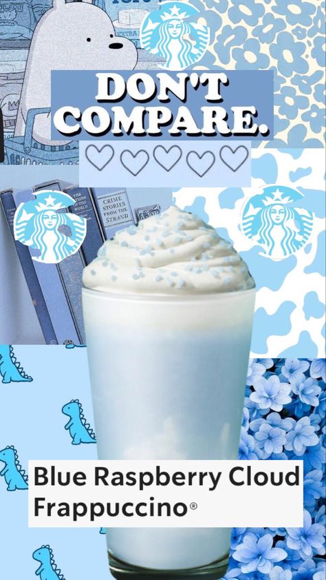 Light Blue Starbucks Drink, Blue Raspberry Cloud Frappuccino, Blue Starbucks Drink, Secret Starbucks Recipes, Drinks Ideas, Disney Starbucks, Blue Drinks, Starbucks Drink, Starbucks Drinks Recipes