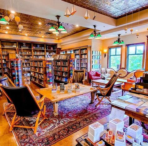 Bookstore Reading Area, Most Beautiful Bookstores, Bookstore Coffee Shop, Book Store Interior, Bookstore Decor, Quaint Bookstores, Aesthetic Bookshop Cafe, Local Bookstore, Bookstore Ideas