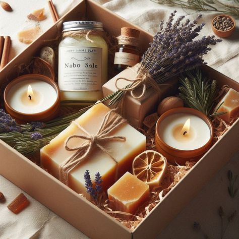 Handmade Soap and Candle Combos: Pairing luxury handmade soap with candles for the ultimate gift. Spa Gift Wrapping Ideas, Wrapping Candles For Gifts, Soap Gift Box Ideas, Christmas Soap Diy, Handmade Candles Ideas, Candle Gift Box Ideas, Luxury Ayurveda, Candle Hampers, Luxury Soap Packaging