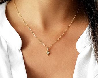 North Star Pendant, North Star Necklace, Star Silver, Cz Necklace, Pearl Choker Necklace, Necklace Dainty, Pearl Choker, Girly Jewelry, North Star