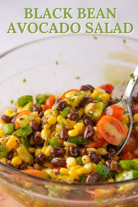 This black bean avocado salad makes a great summer staple for lunches, picnics, potlucks and summer parties! Enjoy with a fork or scooped with tortilla chips. Bean Avocado Salad, Black Bean Avocado Salad, Avocado Salad Recipes, Warm Salad, Easy Salad, Cold Desserts, Homemade Salads, Homemade Salad Dressing, Quick Lunches