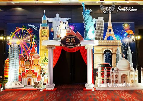 Ban Heang Annual Dinner 2018 Entrance (Around The World Theme), on ArtStation at https://www.artstation.com/artwork/oAoeQk Around The World Theme Decorations, Annual Day Themes, International Party Theme, Around The World Prom Theme, Party Around The World, United Nations Day, Around The World Theme, International Party, Dance Themes