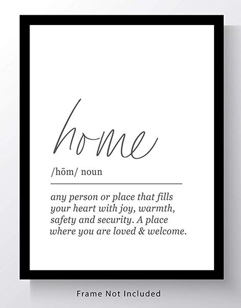 Home Definition, Definition Wall Art, Funny Quote Prints, Definition Quotes, Modern Words, Black & White Quotes, Black And White Minimalist, Quote Artwork, Uncommon Words