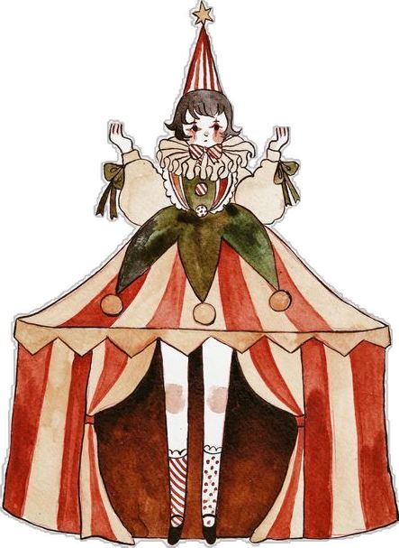 Clown Circus Illustration, Creepy Circus Drawing, Cute Circus Illustration, Circus Drawing Reference, Circus Core Aesthetic, Creepy Circus Art, Circus Aesthetic Drawing, Clown Illustration Character Design, Circus Character Art