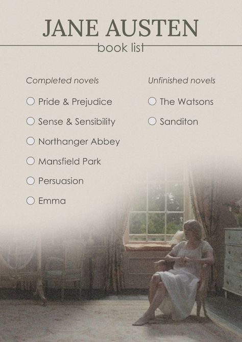 Classic Literature Checklist, Jane Austen Books List, Classic Book Checklist, Classic Books To Read List Novels, Book Checklist Reading, Books Checklist, Book Checklist, Best Classic Books, Classic Literature Books