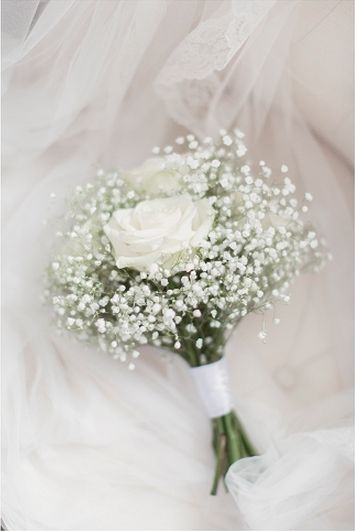 White Bouquet Simple, Small Neutral Bridal Bouquet, Small White Bouquet, White Rose And Baby Breath Bouquet, Babysbreath Bridesmaids Bouquet, Baby Breath And White Roses Bouquet, Bridesmaid Flowers Simple, White Rose Baby Breath Bouquet, White Rose And Baby’s Breath Bride Bouquet