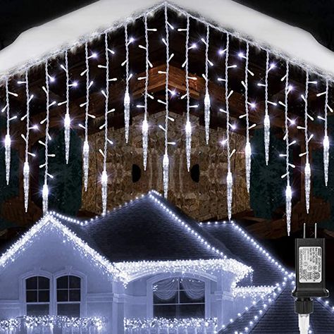 Amazon.com: Toodour Christmas Icicle Lights, 29.5ft 360 LED, 8 Modes, Window Curtain Fairy Lights with 60 Drops, Led Icicle Fairy Twinkle Lights for Party, Holiday, Wedding Decorations (Pure White) : Everything Else Waterfall Lights, Icicle Christmas Lights, Led Garland, Led Curtain Lights, Led Curtain, Led Christmas Tree, Solar Led Lights, Icicle Lights, Light Garland