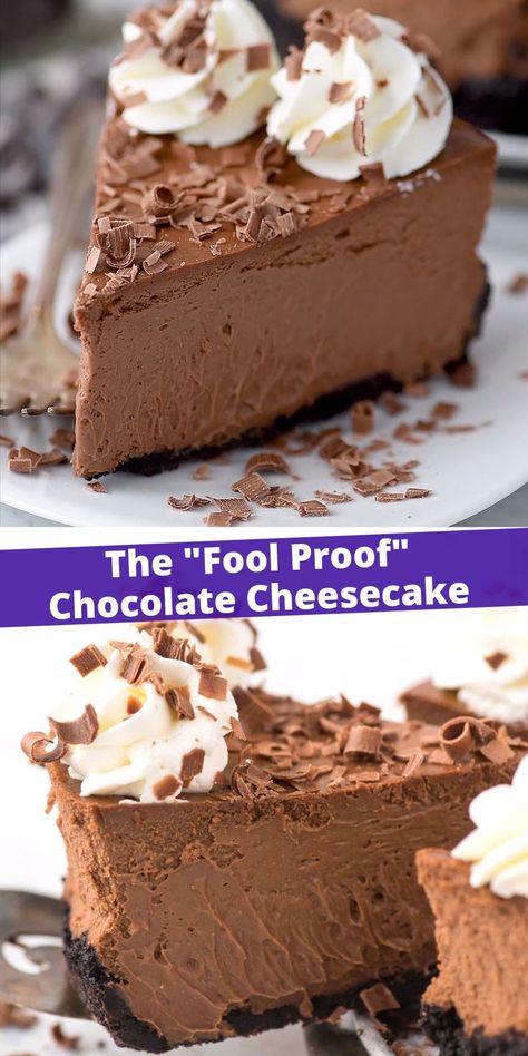 This is a classic chocolate cheesecake recipe that you’ll use over and over! The cheesecake batter has 5 ingredients and turns out to be so creamy and chocolate-y! Plus, you can do an oreo crust or graham cracker crust for this chocolate cheesecake. #chocolatecheesecake #cheesecake Chocolate Cheesecake Recipe, Cheesecake Recipes Classic, Chocolate Cheesecake Recipes, Oreo Crust, Rich Desserts, Easy Cheesecake Recipes, Cracker Crust, Easy Cheesecake, Graham Cracker Crust