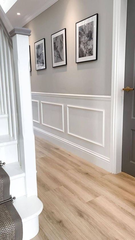 Transform your boring walls with these beautiful wainscoting ideas! Whether you're drawn to classic paneling or modern designs, discover how wainscoting can add architectural interest to any room. #WainscotingIdeas #HomeDecor #DIYDesign Wainscoting Ideas, Living Room Panelling, Wainscoting Styles, Narrow Hallway Decorating, Home Hall Design, Hallway Designs, Hallway Design, Hall Decor, Hall Design