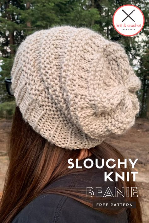 Mens Slouchy Beanie Knit Pattern Free, Knit Slouchy Hat Pattern Free Bulky Yarn, Knit Bulky Hat Pattern, Knit Look Crochet Beanie Free Pattern, Knitting Patterns Videos, Slouch Hat Pattern Free, Slouchy Beanie Crochet Pattern Free, Slouch Beanie Crochet Pattern, Slouch Hat Knit Pattern