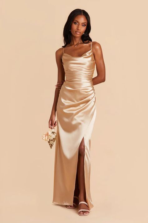 Gold Bridesmaid Dresses Under $100 | Birdy Grey Pale Gold Dress, Gold Dama Dresses Quinceanera Long, Maid Of Honor Dress Gold, White And Gold Bridesmaid Dress, Bridesmaid Gold Dress, Long Gold Dresses, Gold Wedding Bridesmaid Dress, Dark Gold Bridesmaid Dresses, Satin Gold Bridesmaid Dress