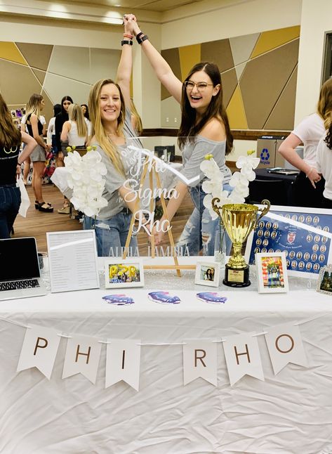 Phi Sigma Rho table tabling event recruitment Sorority Socials, Phi Sigma Rho, Sigma Kappa Sorority, Recruitment Themes, Spring Recruitment, Kappa Kappa Psi, Tri Sigma, Alpha Sigma Tau, Sorority Bid Day