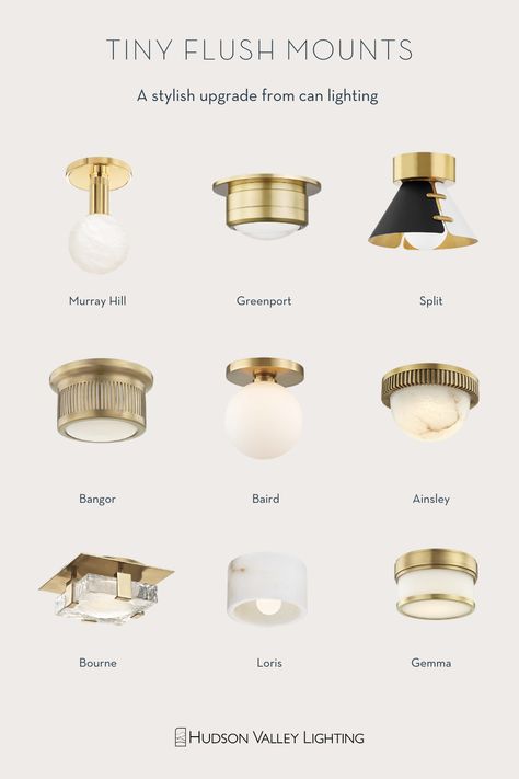 Can light replacements, recess lighting replacements, mini lights, mini flush mounts Small Bedroom Light Fixtures, Recessed Light Alternative, Recessed Lighting Alternative, Alternative To Can Lights, Can Light Conversion, Decorative Recessed Lighting Ideas, Can Light Upgrade, Can Light, Small Hallway Lighting Ideas