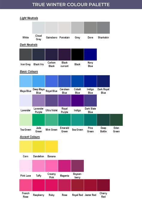 Winter Colour Analysis Palette, True Winter Color Palette Outfits Summer, True Winter Neutral Color Palette, True Winter Color Palette Analysis, True Winter Colour Palette Outfits, True Winter Wardrobe Palette, Palette Winter Cool, True Winter Neutrals, True Winter Colour Palette