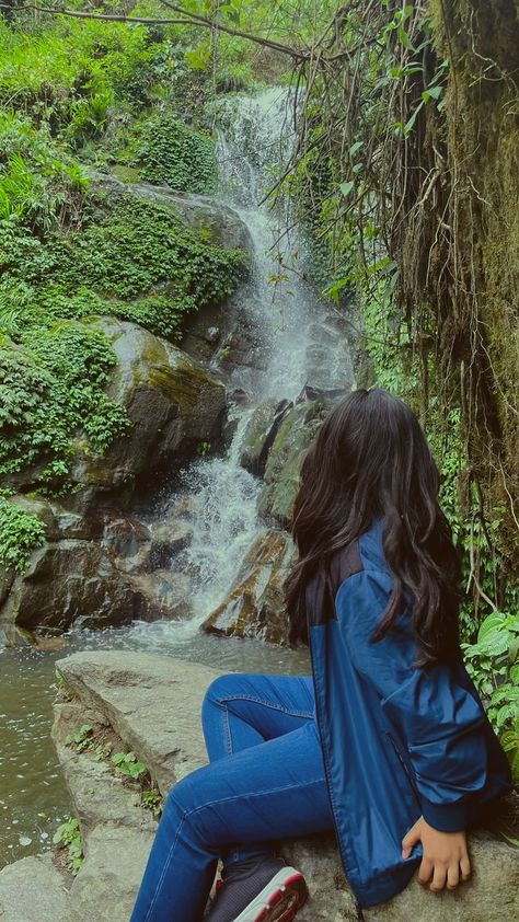 Poses For Waterfall Pictures, Water Fall Poses, Photo Poses In Waterfalls, Photos Near Waterfall, Poses With Waterfall, Pose Near Waterfall, Outfits For Waterfalls, Kerala Photography Poses, Pose For Waterfall