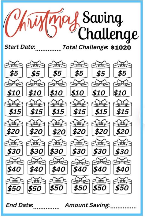 New Years Christmas Savings Challenge Yearly Money Saving Challenge, Yearly Savings Challenge, 2024 Savings Challenge, Free Printable Money Saving Challenge, New Year Money Saving Challenge, New Years Saving Challenge, January Savings Challenge Free Printable, 2024 Money Saving Challenge, Saving Money Ideas Challenges Free Printable