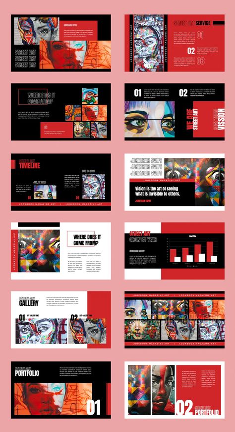 Unique Powerpoint Design, Art Portfolio Powerpoint, Art Slide Presentation, Art Portfolio Presentation, Cool Slides Powerpoint, Design Slides Presentation, In Design Templates, Powerpoint Portfolio Design, Art Presentation Ideas Powerpoint