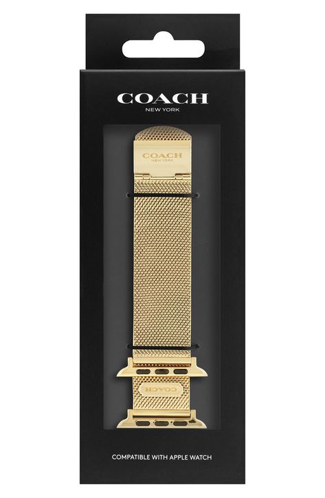 COACH Mesh Bracelet Band for Apple Watch® | Nordstrom Coach Apple Watch Band, Tory Burch Apple Watch Band, Designer Apple Watch Bands, Apple Watch Classy, Apple Watch With Bracelets Women, Gold Apple Watch Band, Apple Watch Bands Women, Best Apple Watch, Apple Watch Bracelets