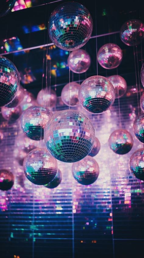 Disco balls nightclub sphere illuminated. AI generated Image by rawpixel. | free image by rawpixel.com / Sakarin Sukmanatham Purple Music, Disco Background, Disco Aesthetic, Disco Ball Light, Trending Christmas, Iphone Wallpaper Music, Disco Funk, Ball Aesthetic, Nightclub Aesthetic