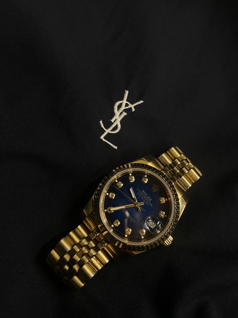 Watch: Rolex Datejust 36, 18ct gold (Blueface), 1998
Jacket: YSL Coach Jacket (Navy Blue) Coffee Captions Instagram, Rolex Blue, Old Is Gold, Career Vision Board, Gold Aesthetic, Edgy Wallpaper, Coach Jacket, Rich Girl, Rolex Datejust