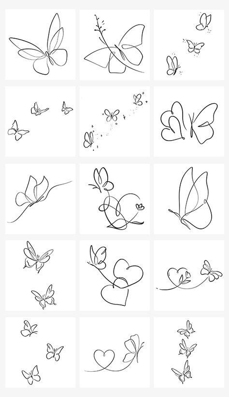 17 Minimalistic Butterfly Line Tattoo Designs (Free Download) | Inku Paw Simple Tattoos Butterfly Design, 4 Tiny Butterflies Tattoo, Butterfly Flash Tattoo Simple, April Butterfly Tattoo, Simple 1 Inch Tattoos, Tiny Tatooes Ideas Hand, Small Double Butterfly Tattoo, Line Art Small Tattoo, Small Elegant Butterfly Tattoo