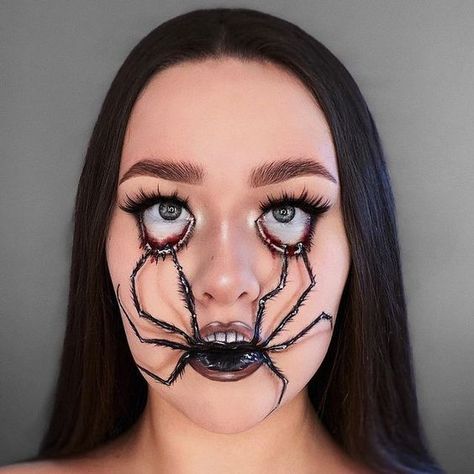 Maquillage Halloween Simple, Halloween Makeup Tutorial Easy, Creative Halloween Makeup, Halloweenský Makeup, Holloween Makeup, Creepy Halloween Makeup, Halloween Makeup Diy, Halloween Makeup Pretty, Amazing Halloween Makeup