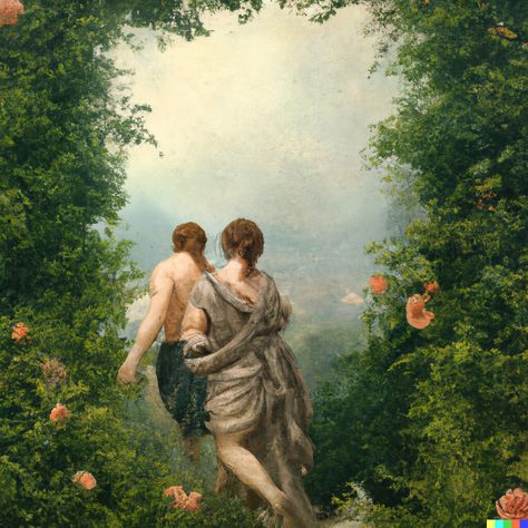 Adam And Eve Oil Painting, Adam And Eve Classic Art, Adam And Eve Garden Of Eden, Adam And Eve Leaving The Garden, Eve Garden Of Eden Aesthetic, Adam In The Garden Of Eden, Eve In The Garden Of Eden, Adam And Eve In The Garden Of Eden, Eden Garden Aesthetic