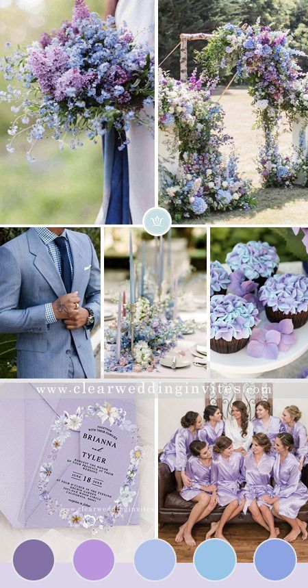 Purple And Blue Wedding, Lilac Wedding Themes, Lavender Wedding Theme, Blue Purple Wedding, Wedding Theme Color Schemes, Ethereal Blue, Wedding Color Scheme, Wedding Color Pallet, Wedding Color Combos