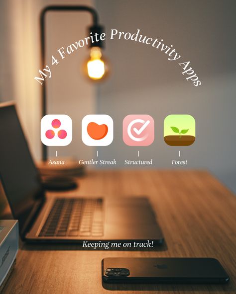 These are my top 4 apps that keep me on task during my work day, and reaching my broader monthly and yearly goal
1️⃣ Asana: My ultimate taskmaster for work & life, keeping me organized

2️⃣ GentlerStreak: Tracking fitness using activity and sleep data - and a gentle approach

3️⃣ Structured: My daily planner! Set notifications and timers to conquer every task, every day.

4️⃣ Forest: Planting virtual trees to stay phone-free while I work, watching my productivity grow