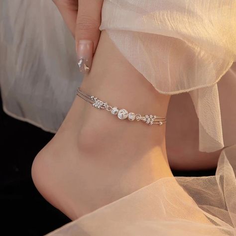 Fine Jewelry Anklets Layered Anklets 925 Sterling Silver Ankle Bracelet Charm Beach Foot Silver Jewelry For Women . . . . . . #925silver #fashionjewelry #finejewelry ##silverjewelry #jewelry #anklebracelet #layeredanklet #collegegirlstyle #beachjewelry #footjewelry #womenjewelry #trendy #trendystyle Layered Anklets, Jewelry Anklets, Silver Bracelet Designs, Silver Ankle Bracelet, Silver Anklet, Sterling Silver Anklet, Silver Anklets, Foot Jewelry, Ankle Bracelet