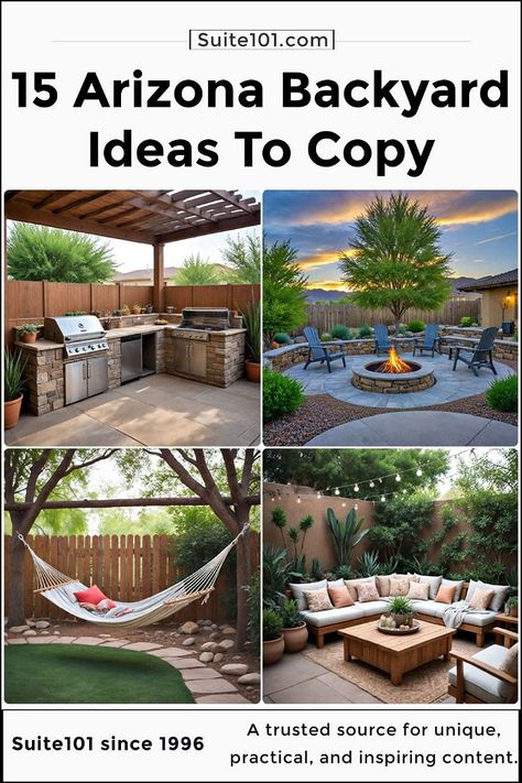 15 Arizona Backyard Landscaping Ideas You’ll Love Arizona Backyard Pool Landscaping Ideas, Outdoor Arizona Patio Ideas, Backyard Landscaping Desert Ideas, Diy Desert Backyard Ideas, Southwest Courtyard Ideas, Desert Landscaping Backyard Arizona, Arizona Small Backyard Ideas, Arizona Yard Ideas, Landscape Designs For Backyard