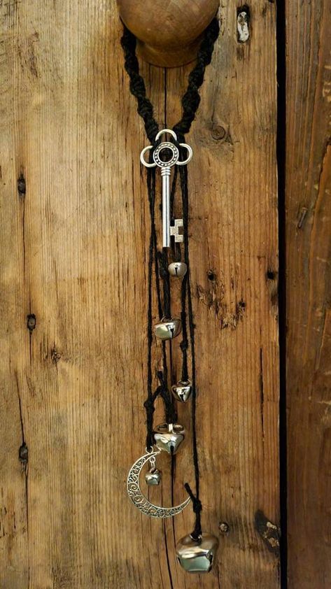 Bells On Door For Protection, Witch Bells On Door Diy, Protection Bells, Witchy Spells, Twisted Macrame, Garden Witch, Witch Bells, Winifred Sanderson, Wreath Storage