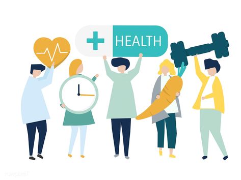 Charactes of people holding health icons illustration | free image by rawpixel.com Architecture School, Alcohol Consumption, Health Icon, Mind Maps, Diet Healthy, Best Hospitals, Health Day, Medical Insurance, Health Logo