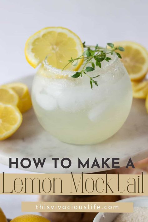 Lemon Mocktail Recipes, Lemon Drop Mocktail Recipe, Lemon Drop Mocktails, Club Soda Mocktail, Lemon Mocktail Non Alcoholic, Sour Mocktail Recipe, Club Soda Drinks Non Alcoholic, Wedding Mocktails Non Alcoholic, Seedlip Recipes