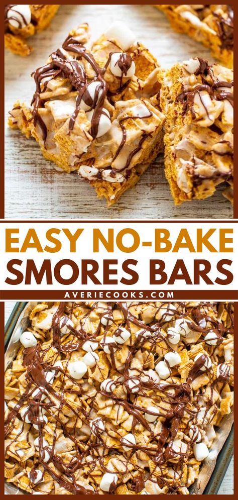 It doesn't get better than this smores bars recipe! No campfire is needed for this summer dessert. Made with butter, marshmallows, Golden Grahams, and chocolate chips, this no-bake treat is so easy and delicious! Smores Bars Recipe, Golden Graham Treats, Smores Treats, Smores Bar Recipe, Smores Bars, Baked Smores, Easy Smores, Summer Desserts Easy Healthy, S Mores Bars