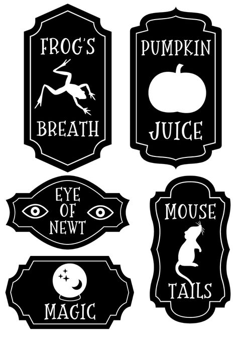 Add a spooky touch to your DIY Halloween decorations on a budget with these free printable potion bottle labels. There are four pages of free printables here with a variety of different sizes. Whether you want to use these free Halloween printables as a decoration for your Halloween party or as Halloween table decor for the home, these labels will transform your ordinary bottles into eerie elixirs using sticker paper and a Cricut machine. They make a fun Halloween Cricut craft for adults! Halloween Decorations Printables, Printable Halloween Decorations, Halloween Bottle Labels, Halloween Fest, Bottle Labels Printable, Potion Labels, Homemade Halloween Decorations, Halloween Bottles, Halloween Potions