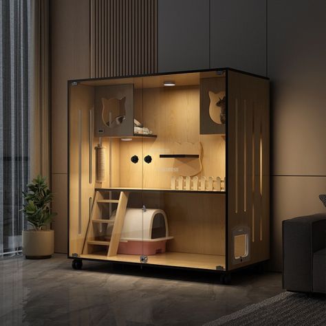 € 430,32 -20％ | Luxury Solid Wood Cat Cages Transparent Glass Cat Villa Indoor Panoramic Cat House Large Cat Litter Home Waterproof Cat Cabinet Cat Indoor House, Cat House Design Ideas, Cat House Ideas Indoor, Cat House Indoor Ideas, Cat Cabinet Ideas, Cat Habitat Indoor, Cat Cage Ideas Indoor, Cat Hotel Design, Diy Cat Cage Indoor