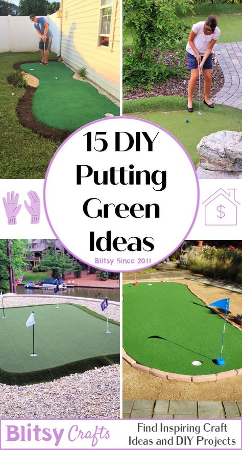 15 DIY Putting Green Ideas for Backyard Diy Chipping Green Backyard, Mini Golf In Backyard, Backyard Putt Putt Ideas, Small Backyard Golf Ideas, Backyard For Entertainment, Backyard Game Area Yards, Putt Putt Backyard, Mini Putt Putt Backyard, Golf Greens Backyard