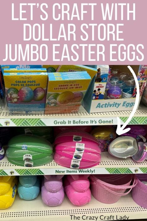 Dollar Store Easter Basket Ideas, Easter Decorating Ideas For The Home, Dollar Tree Spring Decor, Large Plastic Easter Eggs, Easter Egg Topiary, Dollar Store Easter Crafts, Egg Topiary, Dollar Tree Easter Decor, Jumbo Easter Eggs