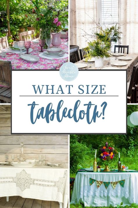 Discover the answer to "What size tablecloth do I use?" in this comprehensive guide, covering tablecloth sizes, measurements, and color selection tips for the perfect table setting! #tablecloths, #tableclothsize, #settingthetable, #partytips Round Table Cloth Ideas For Home, What Size Tablecloth Do I Need, Round Tablecloth Sizes, Tablecloth Ideas, Boho Outdoor Space, Spring Table Settings, Table Measurements, Round Dining Room, Party Tips