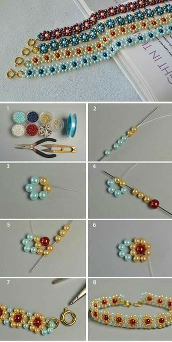 Pola Macrame, Bracelets Handmade Diy, Beaded Bracelets Tutorial, Beaded Necklace Diy, Beaded Jewelry Tutorials, Handmade Jewelry Tutorials, Seed Bead Tutorial, Beaded Bracelet Patterns, Handmade Wire Jewelry