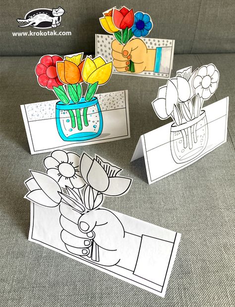 krokotak | SPRING cards Easy Mother's Day Crafts, Mother's Day Projects, Hand Crafts For Kids, Mothers Day Crafts For Kids, Paper Crafts Card, Daycare Crafts, Spring Cards, Mors Dag, Easter Crafts For Kids