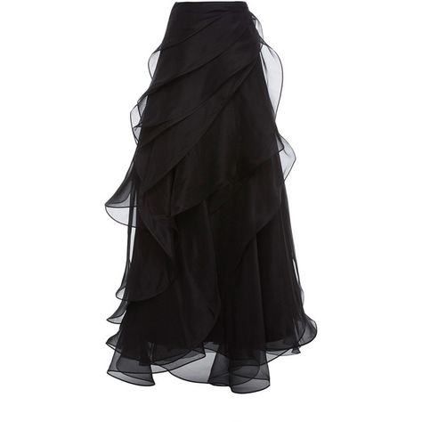 Reem Acra Silk Organza Asymmetric Layered Skirt ($2,995) ❤ liked on Polyvore featuring skirts, black, high-waisted skirts, high-waist skirt, long tiered ruffle skirt, long ruffle skirt and a line maxi skirt Long Skirt Aesthetic, Black Chiffon Skirt, A Line Maxi Skirt, Long A Line Skirt, Ruffle Maxi Skirt, Organza Skirt, Reem Acra, Tiered Ruffle Skirt, Long Maxi Skirts