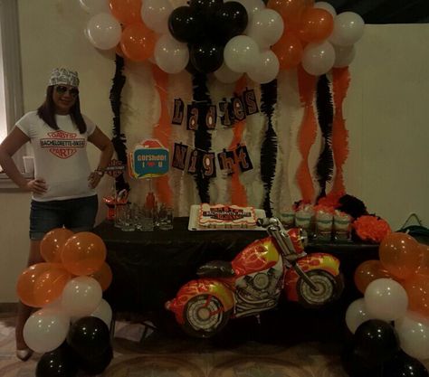 #bachelorette#party#harley#davidson#biker Theme Party, Bachelorette Party, Shower Ideas, Party Themes, Harley Davidson, Bridal Shower, Birthday Cake, Shower, Birthday