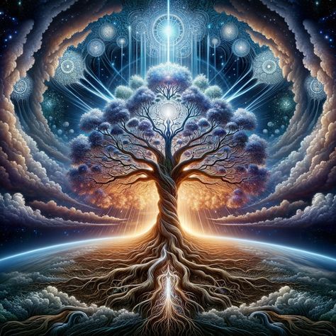 tree of life | Deep Dream Generator Cosmic Tree Of Life, Human Tree Art, Tree Of Life Aesthetic, Tree With Roots, Faith Healers, Awakening Art, World Tree, Magical Tree, Tree Of Life Art