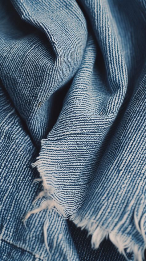 Denim Texture Close-up: Close-up image showcasing the detailed texture of a blue denim fabric with frayed edges and visible weaves. #denim #texture #fabric #blue #close-up #material #textile #cotton #stockcake https://ayr.app/l/JsCa Fashion Materials Textiles, Jeans Details Denim, Denim Close Up, Fabric Close Up, Denim Texture Fabrics, Materials And Textures Fabric, Denim Mood Board, Jeans Fabric Texture, Textile Aesthetic