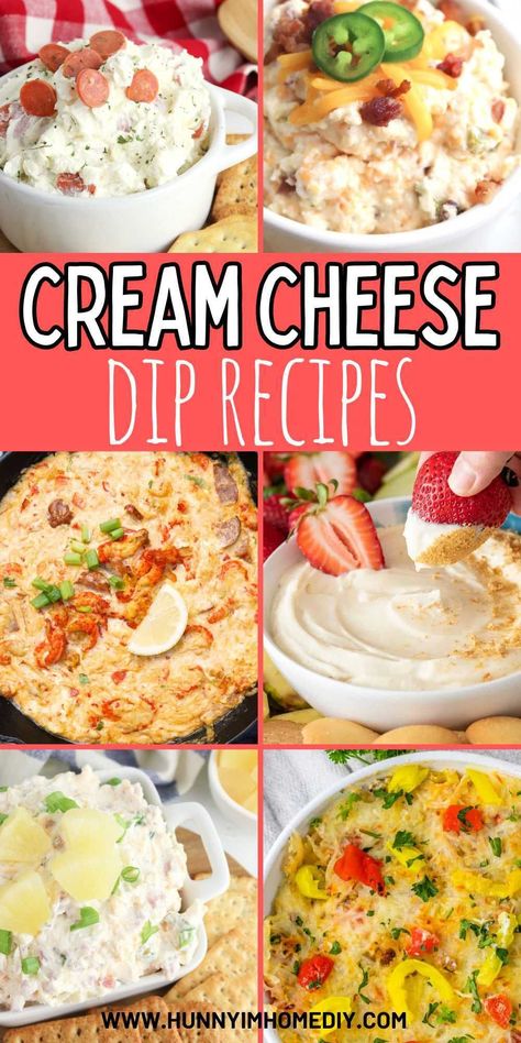 Cooked Dip Recipes, Cream Cheese Wonton Dip, Easy Dips To Make With Cream Cheese, Cowboy Candy Dip Cream Cheeses, Italian Cheese Dip Appetizer Recipes, Quick Dips With Cream Cheese, Party Food With Cream Cheese, Easy Savory Dip Recipes, Creamed Cheese Recipes