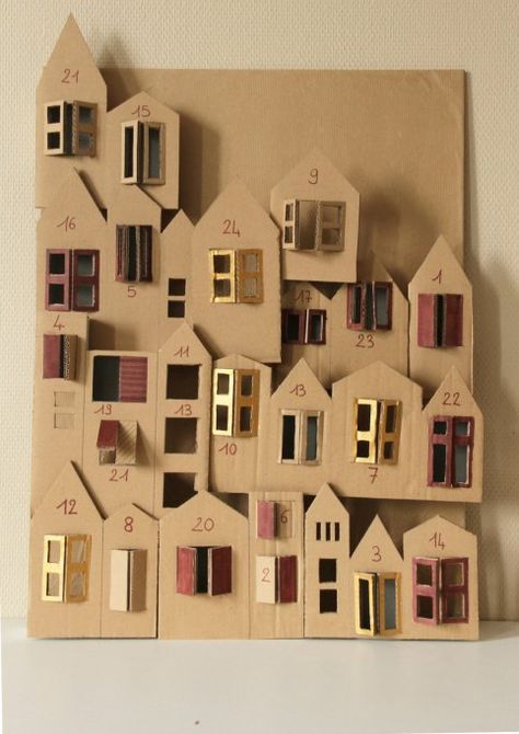 Advent Calenders, Noel Diy, Diy Calendar, Advent Calendars For Kids, Cardboard House, Diy Advent Calendar, Christmas Calendar, Kids Calendar, Christmas Advent Calendar